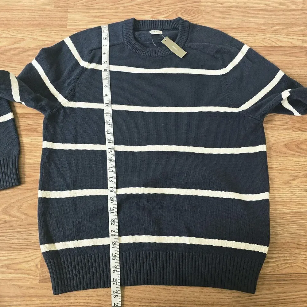 J Crew Men’s Heritage cotton Crewneck Knit Sweater Size Large Navy Preppy NEW